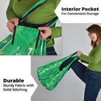 Hawaii Maile Lei Grocery Bag With Green Monstera Pattern