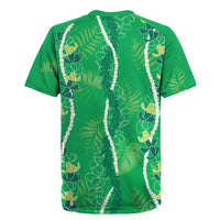 Hawaii Maile Lei Rugby Jersey With Green Monstera Pattern