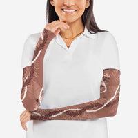 Hawaii Maile Lei Arm Sleeves With Brown Monstera Pattern - Polynesian Pride