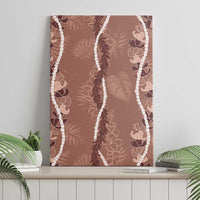 Hawaii Maile Lei Canvas Wall Art With Brown Monstera Pattern