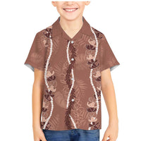 Hawaii Maile Lei Family Matching Mermaid Dress and Hawaiian Shirt With Brown Monstera Pattern