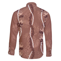 Hawaii Maile Lei Family Matching Short Sleeve Bodycon Dress and Hawaiian Shirt With Brown Monstera Pattern