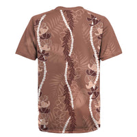Hawaii Maile Lei Rugby Jersey With Brown Monstera Pattern