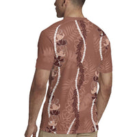 Hawaii Maile Lei Rugby Jersey With Brown Monstera Pattern