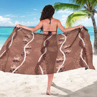 Hawaii Maile Lei Sarong With Brown Monstera Pattern