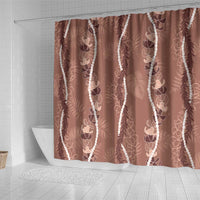 Hawaii Maile Lei Shower Curtain With Brown Monstera Pattern