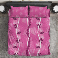 Hawaii Maile Lei Bedding Set With Pink Monstera Pattern LT05 Pink - Polynesian Pride