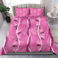 Hawaii Maile Lei Bedding Set With Pink Monstera Pattern LT05 - Polynesian Pride