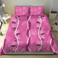 Hawaii Maile Lei Bedding Set With Pink Monstera Pattern LT05 - Polynesian Pride