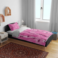 Hawaii Maile Lei Bedding Set With Pink Monstera Pattern LT05 - Polynesian Pride