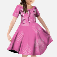 Hawaii Maile Lei Family Matching Off Shoulder Maxi Dress and Hawaiian Shirt With Pink Monstera Pattern