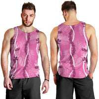 Hawaii Maile Lei Men Tank Top With Pink Monstera Pattern