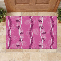Hawaii Maile Lei Rubber Doormat With Pink Monstera Pattern LT05 Pink - Polynesian Pride