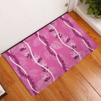 Hawaii Maile Lei Rubber Doormat With Pink Monstera Pattern LT05 - Polynesian Pride