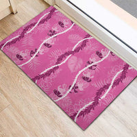 Hawaii Maile Lei Rubber Doormat With Pink Monstera Pattern LT05 - Polynesian Pride