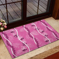 Hawaii Maile Lei Rubber Doormat With Pink Monstera Pattern LT05 - Polynesian Pride