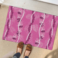 Hawaii Maile Lei Rubber Doormat With Pink Monstera Pattern LT05 - Polynesian Pride