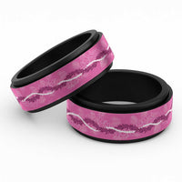 Hawaii Maile Lei Spinner Ring With Pink Monstera Pattern - Polynesian Pride