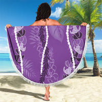 Hawaii Maile Lei Beach Blanket With Violet Monstera Pattern