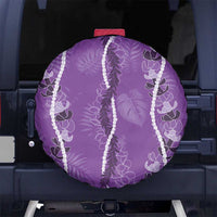 Hawaii Maile Lei Spare Tire Cover With Violet Monstera Pattern