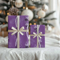 Hawaii Maile Lei Wrapping Paper With Violet Monstera Pattern - Polynesian Pride