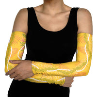 Hawaii Maile Lei Arm Sleeves With Yellow Monstera Pattern - Polynesian Pride