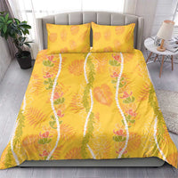 Hawaii Maile Lei Bedding Set With Yellow Monstera Pattern LT05 - Polynesian Pride