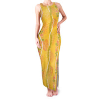 Hawaii Maile Lei Family Matching Tank Maxi Dress and Hawaiian Shirt With Yellow Monstera Pattern