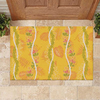 Hawaii Maile Lei Rubber Doormat With Yellow Monstera Pattern LT05 Yellow - Polynesian Pride