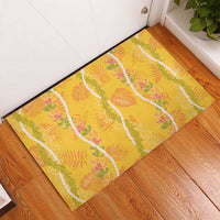 Hawaii Maile Lei Rubber Doormat With Yellow Monstera Pattern LT05 - Polynesian Pride