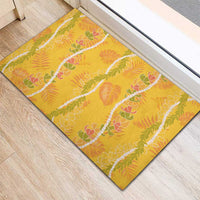 Hawaii Maile Lei Rubber Doormat With Yellow Monstera Pattern LT05 - Polynesian Pride