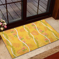 Hawaii Maile Lei Rubber Doormat With Yellow Monstera Pattern LT05 - Polynesian Pride