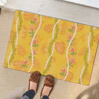 Hawaii Maile Lei Rubber Doormat With Yellow Monstera Pattern LT05 - Polynesian Pride