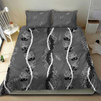 Hawaii Maile Lei Bedding Set With Gray Monstera Pattern LT05 - Polynesian Pride