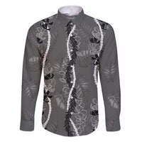 Hawaii Maile Lei Family Matching Puletasi and Hawaiian Shirt With Gray Monstera Pattern
