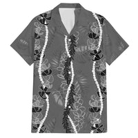 Hawaii Maile Lei Family Matching Tank Maxi Dress and Hawaiian Shirt With Gray Monstera Pattern