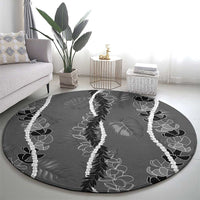 Hawaii Maile Lei Round Carpet With Gray Monstera Pattern LT05 - Polynesian Pride
