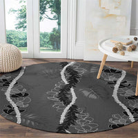 Hawaii Maile Lei Round Carpet With Gray Monstera Pattern LT05 - Polynesian Pride