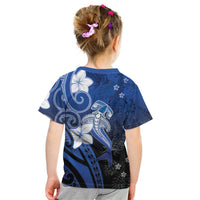Polynesia Hammerhead Shark Kid T Shirt Blue Tribal Pattern With Plumeria LT05 - Polynesian Pride