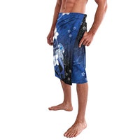 Polynesia Hammerhead Shark Lavalava Blue Tribal Pattern With Plumeria LT05 - Polynesian Pride