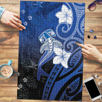 Polynesia Hammerhead Shark Puzzle Blue Tribal Pattern With Plumeria LT05 Blue - Polynesian Pride