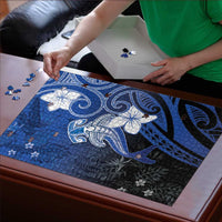 Polynesia Hammerhead Shark Puzzle Blue Tribal Pattern With Plumeria LT05 - Polynesian Pride