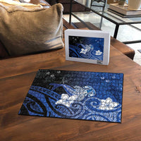 Polynesia Hammerhead Shark Puzzle Blue Tribal Pattern With Plumeria LT05 - Polynesian Pride