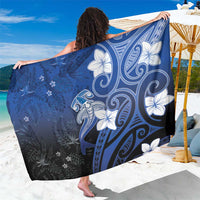 Polynesia Hammerhead Shark Sarong Blue Tribal Pattern With Plumeria LT05 One Size 44 x 66 inches Blue - Polynesian Pride