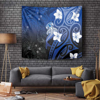 Polynesia Hammerhead Shark Tapestry Blue Tribal Pattern With Plumeria LT05 Blue - Polynesian Pride