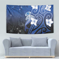 Polynesia Hammerhead Shark Tapestry Blue Tribal Pattern With Plumeria LT05 - Polynesian Pride