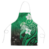 Polynesia Hammerhead Shark Apron Green Tribal Pattern With Plumeria LT05 Green - Polynesian Pride