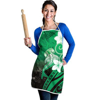 Polynesia Hammerhead Shark Apron Green Tribal Pattern With Plumeria LT05 - Polynesian Pride
