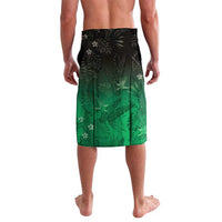 Polynesia Hammerhead Shark Lavalava Green Tribal Pattern With Plumeria - Polynesian Pride
