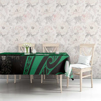 Polynesia Hammerhead Shark Tablecloth Green Tribal Pattern With Plumeria - Polynesian Pride